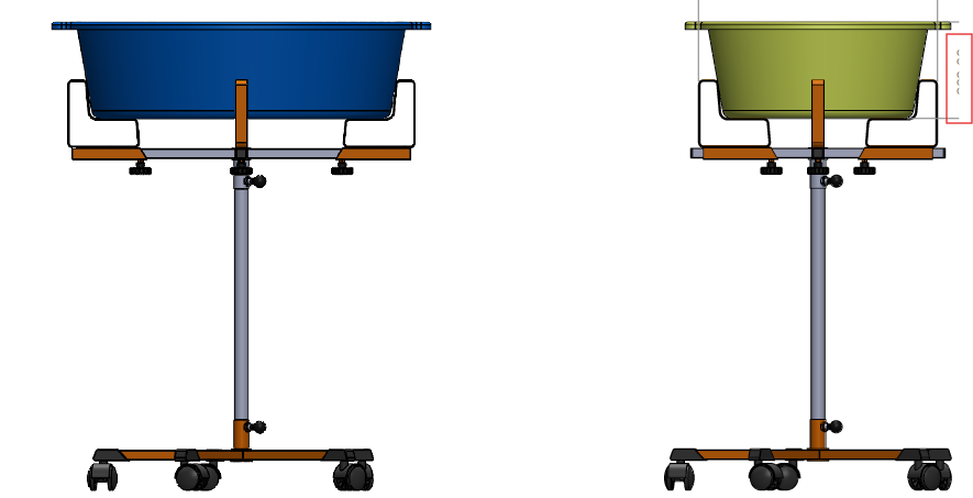 Disposição Aplicada em Suporte Móvel e Ajustável para Baldes e Bacias