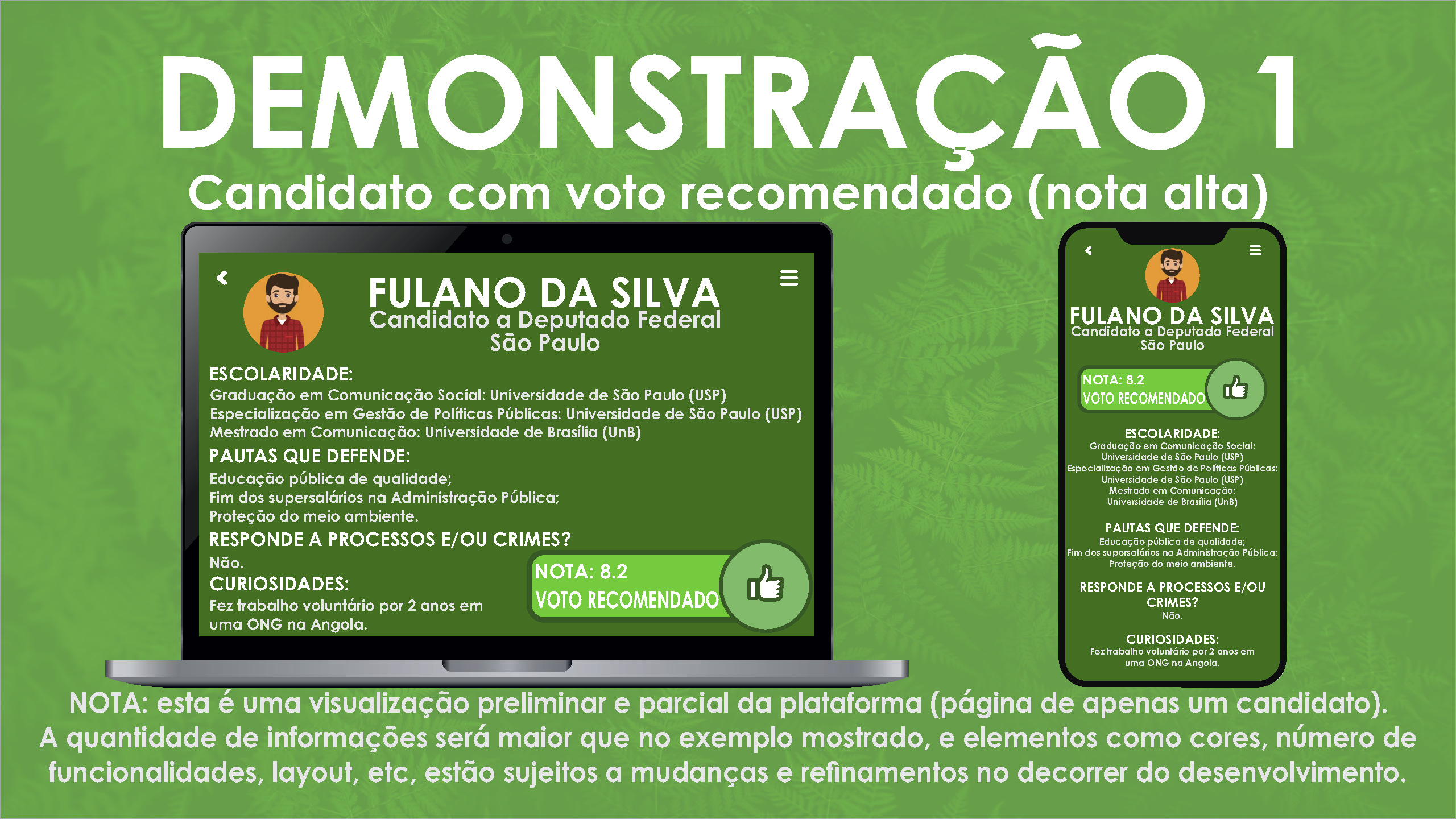 PLATAFORMA DIGITAL PARA ANÁLISE E RECOMENDAÇÃO CONSCIENTE DE CANDIDATOS POLÍTICOS (E NÃO-POLÍTICOS) BASEADA EM INTELIGÊNCIA ARTIFICIAL (I.A. / IA) E  DADOS SÓLIDOS/VERIFICÁVEIS